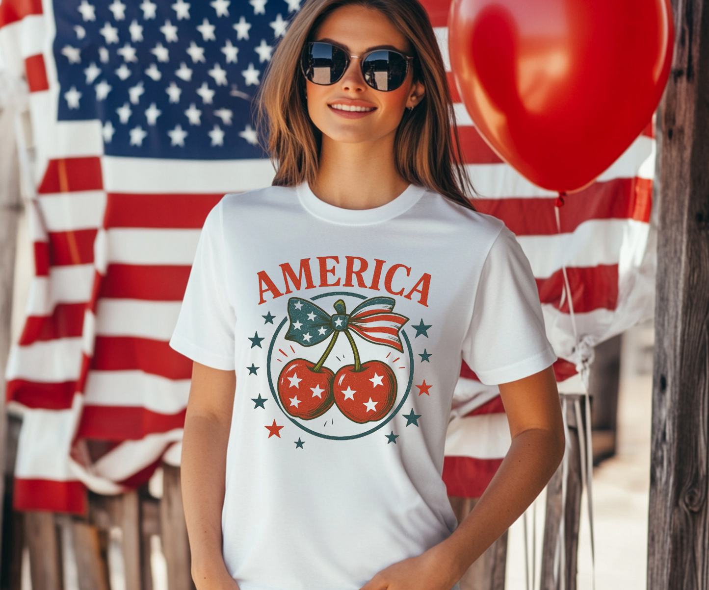 America Shirt With Cherries