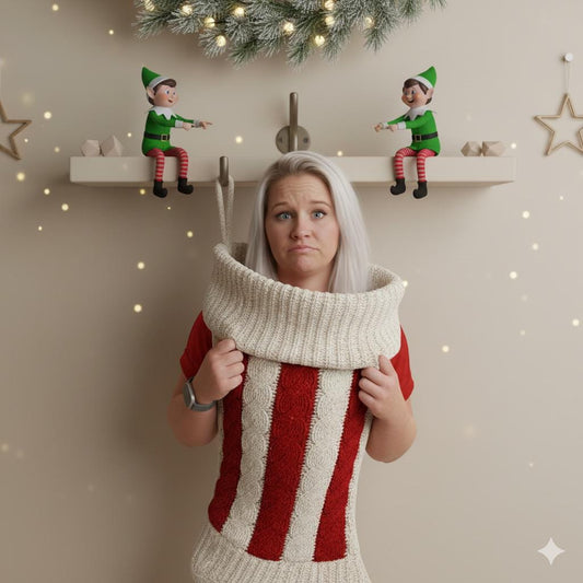Christmas Stocking Wall Portrait Prompt – Gemini AI Photo | Instant Download