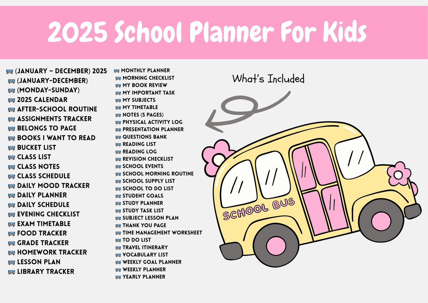 Printable 2025 Kids School Planner – Fun & Educational Student Organizer