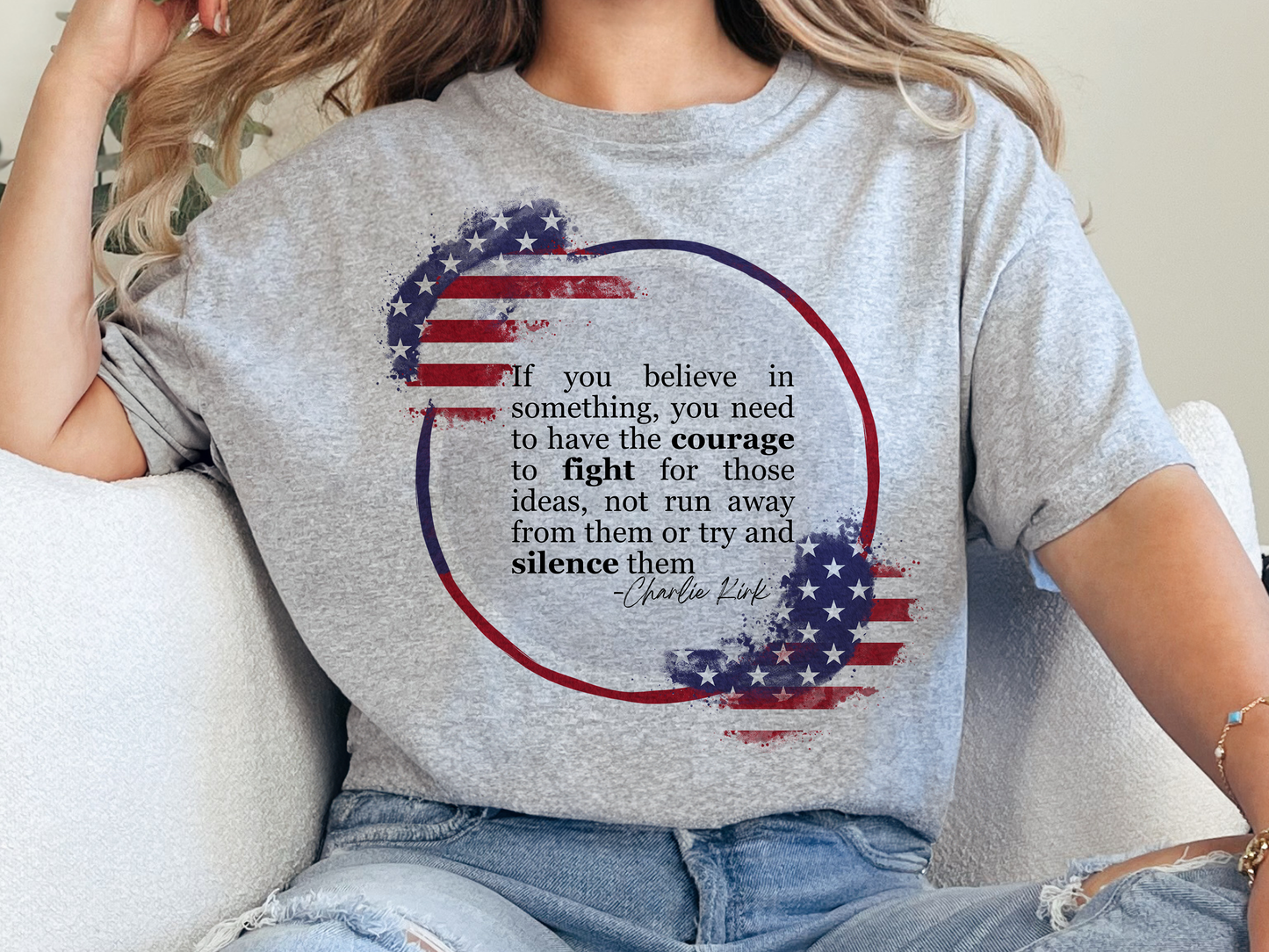 Charlie Kirk “Courage to Fight” Quote T-Shirt