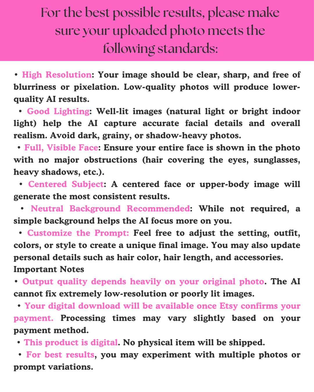 AI Gemini App AI Photo Prompts (Digital Download)