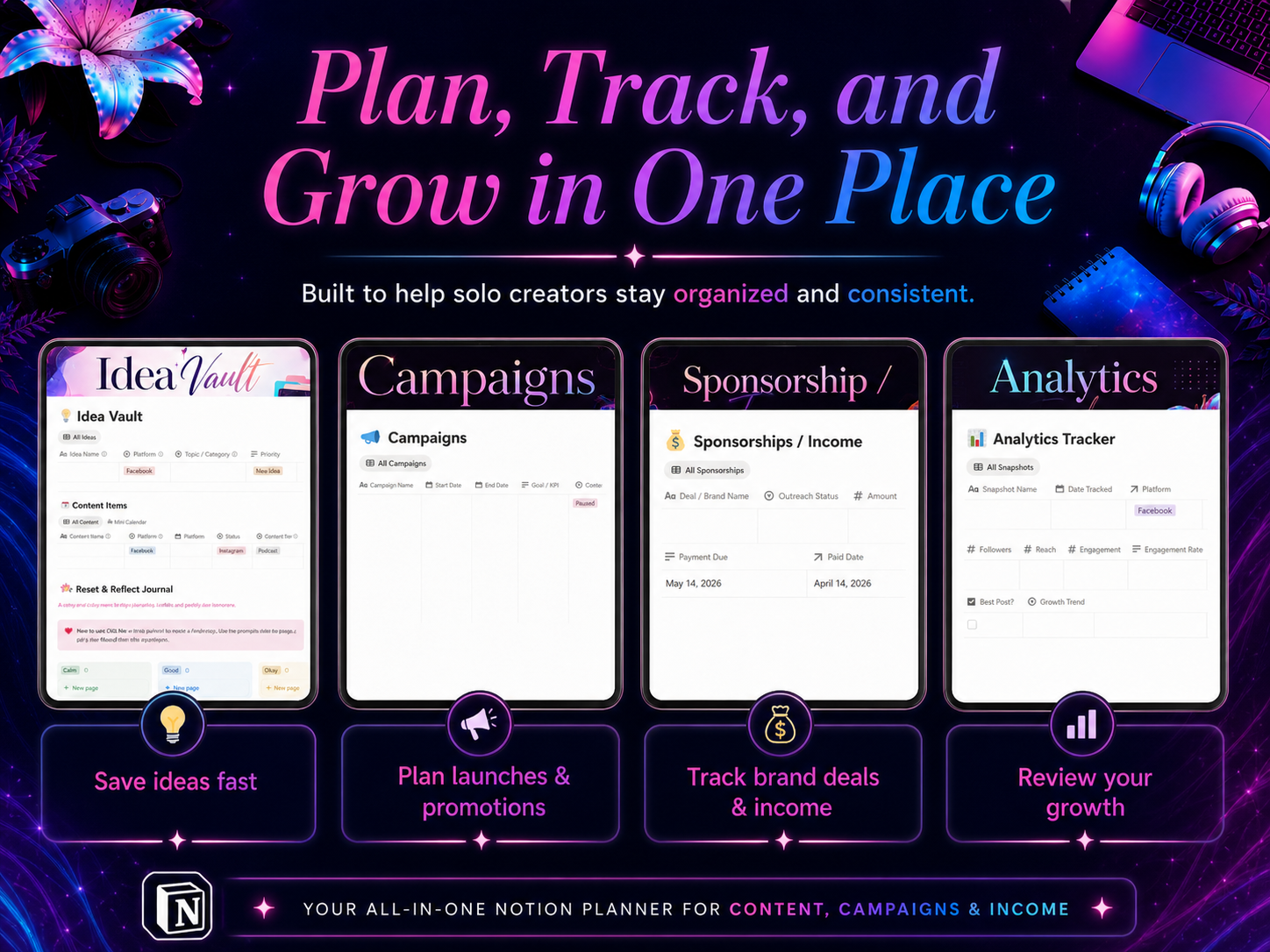 Notion  Content planner For Social Media