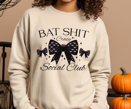 Bat Shit Halloween Sweatshirt, Funny Halloween Sweatshirt, Social Club, Seasonal Sweat shirt