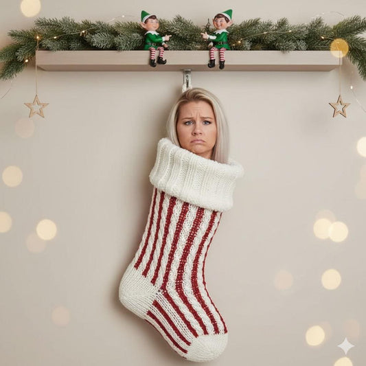 Christmas Stocking Wall Portrait Prompt – Gemini AI Photo | Instant Download