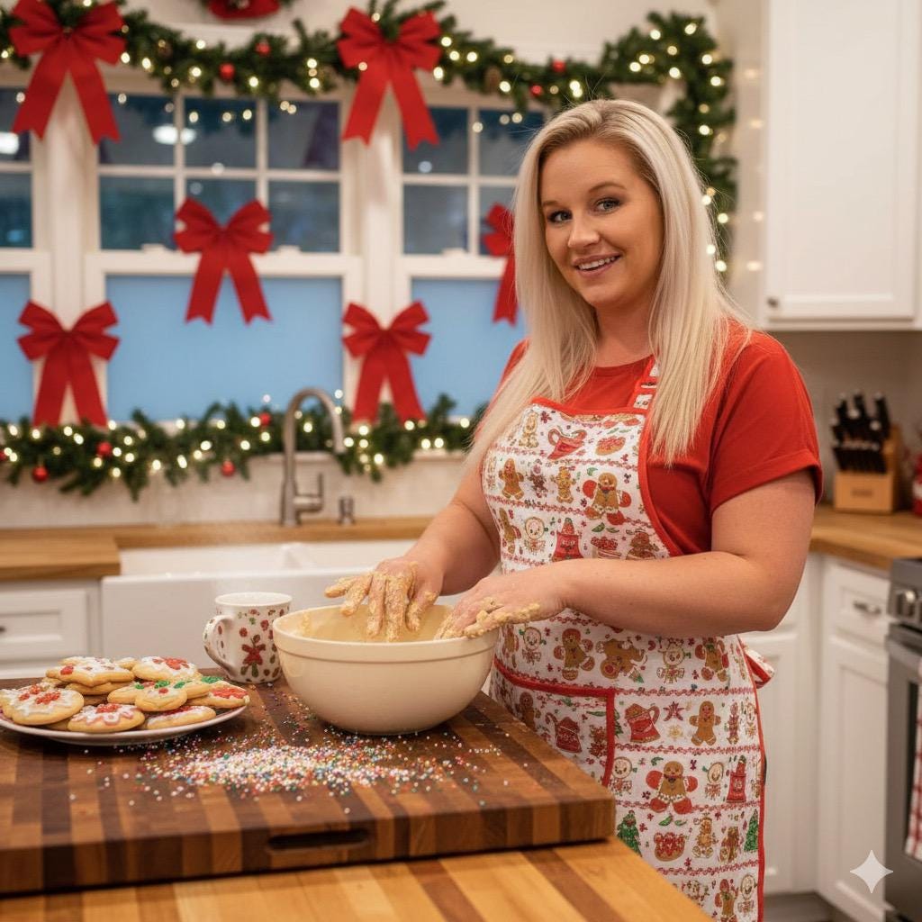 Baking Cookies Christmas Photo Prompt – Gemini AI Photoshoot | Holiday Portrait | Instant Download