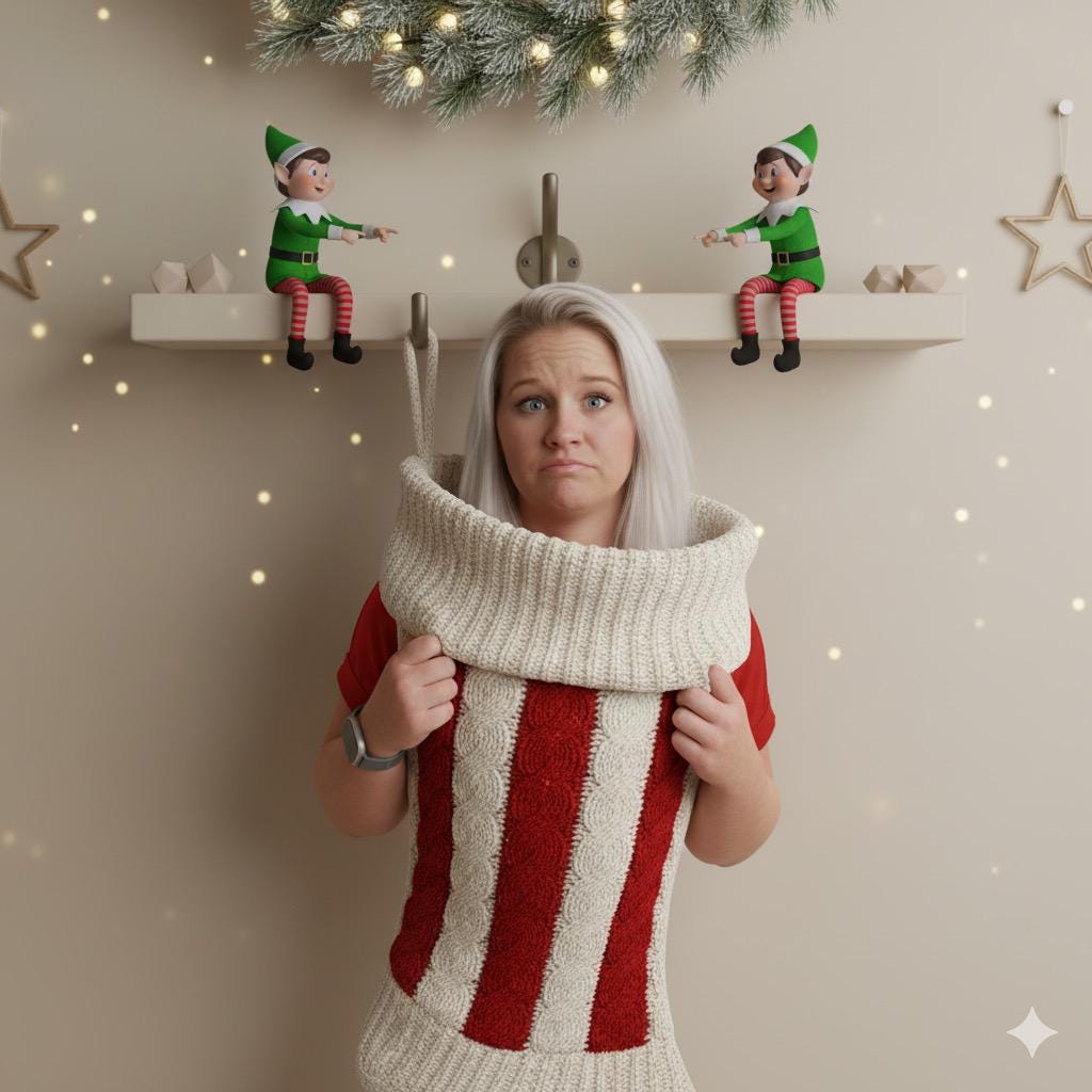 Christmas Stocking Wall Portrait Prompt – Gemini AI Photo | Instant Download