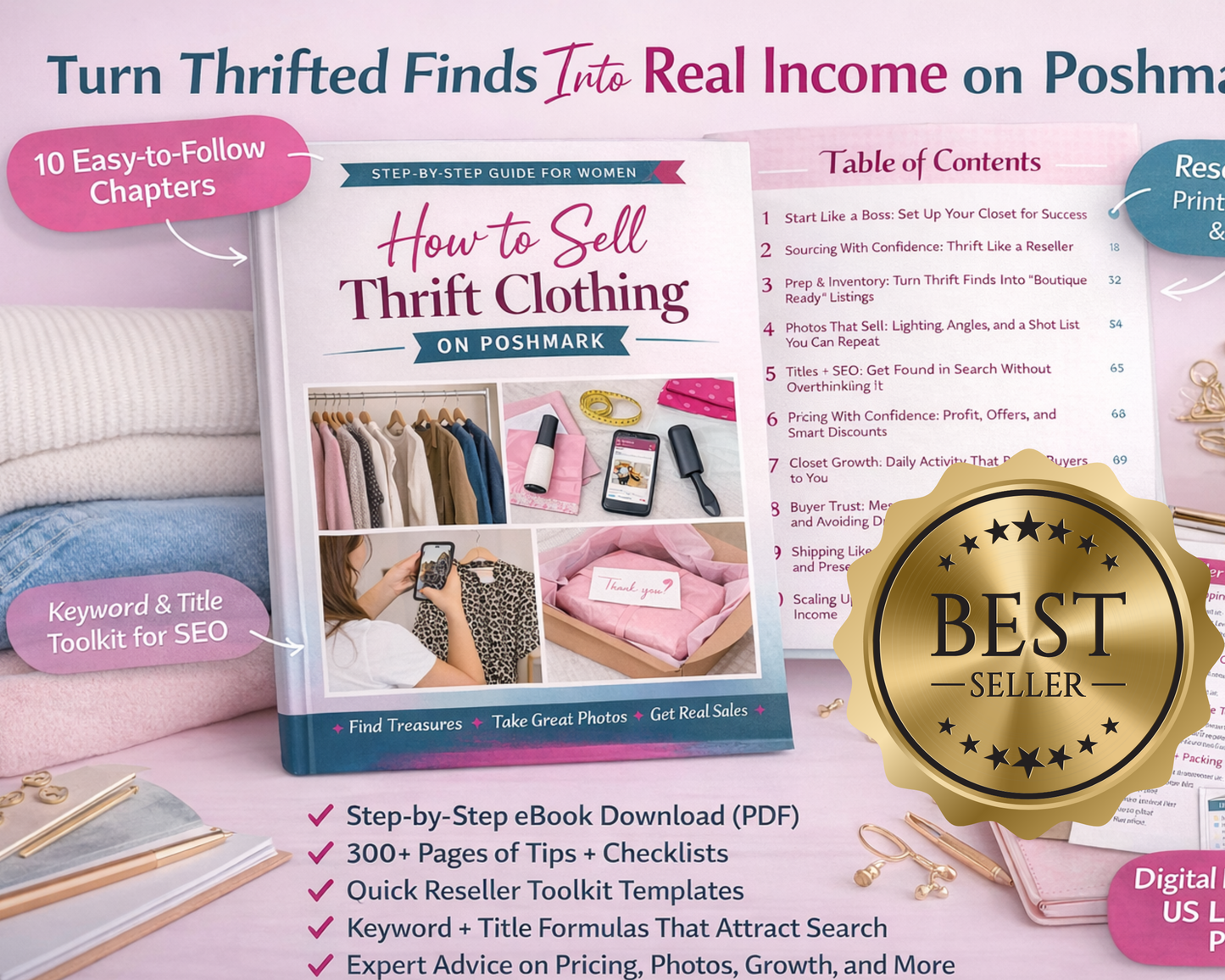 Reseller Success on Poshmark: Thrift Clothing Guide + Scripts + Checklists